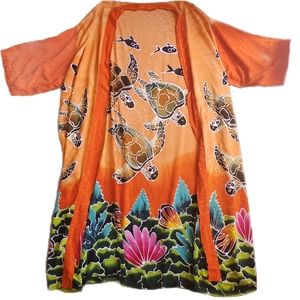 Indonesian batik dye robe with turtles